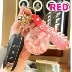 キーホルダー 透明 きらきら クリア 紅色 ドーナツ 赤 推し活 レッド