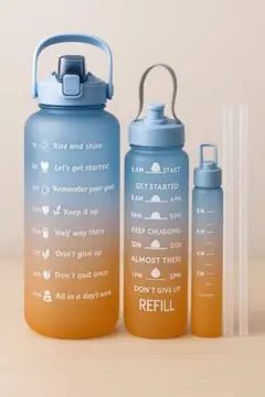グラデーションブルー 大容量水筒 約2000ml3本セット