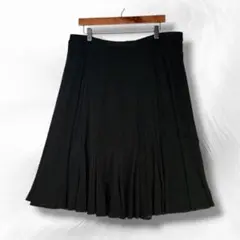 フレアスカート ひざ丈 黒 すそプリーツ