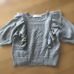 tocco closet グレー フリル半袖ニット