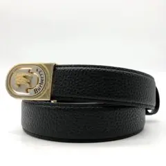 【希少】 BURBERRY ベルト ホースロゴ バックル 刻印 ゴールド シボ