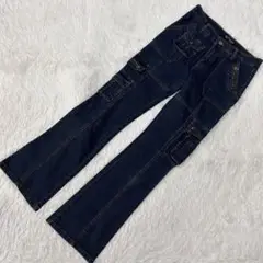 HAPHAZARD JEANS フレアデニム インディゴブルー 28 カジュアル