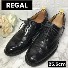 美品 リーガル レースアップ ウィングチップ レザー ブラック 黒 25.5cm