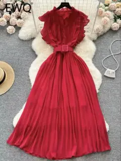 赤 シャツワンピース