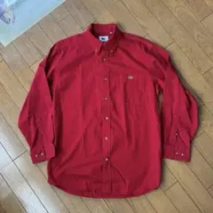 LACOSTE レッド ボタンダウンシャツ