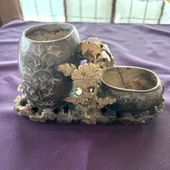 石細工　飾り　盆栽鉢　苔鉢　石加工品　骨董　蔵出し　レトロ