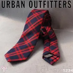 秋 URBAN OUTFITTERS BDG タータンチェック 紺 赤 ネクタイ