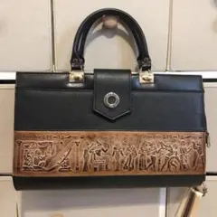 1点限り 本革 エジプト ヒエログリフ風 ショルダー ハンド バッグ ラムセス