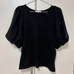 グローバルワーク なめらかタッチ袖ボリューム Lサイズ ブラック
