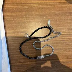 Diesel Black Agate Beaded Wrap Bracelet