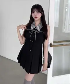 OLIVE des OLIVE ノースリーブシャツミニワンピース ブラック