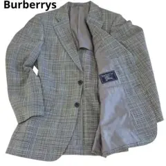 美品☆Burberrys バーバリーズ 麻混 チェック ジャケット M相当