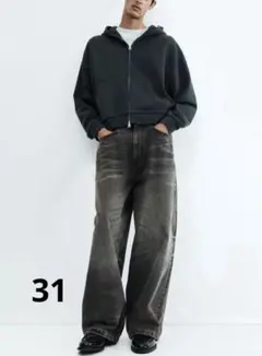 H&Mスーパーバギーデニム　ブラック31