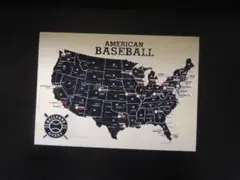 A4 額付き ポスター 野球場 メジャーリーグ 地図 アンティーク 風 アート
