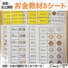 お金教材8シート 特別支援 自立課題 モンテッソーリ 知育 療育 保育