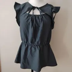 Plechur Ciel 可愛い！ダークブルーグリーン フリル袖 Lサイズ#28