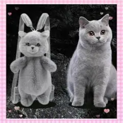 リアル猫リュック ロシアンブルー ぬいぐるみ風 バッグ プレゼント　猫グッズ