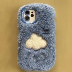 iPhone 12 スマホケース　SHEIN もふもふ　青　雲