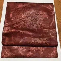 袋帯 エンジ 洋花 グラデーション