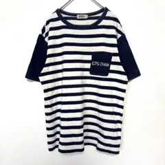 AVIREX 半袖 Tシャツ メンズ M ボーダー ヴィンテージ 刺繍ロゴ 人気