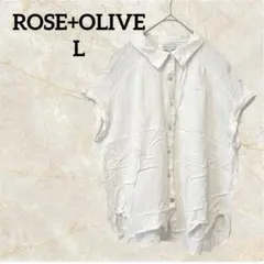 ROSE+OLIVE 【L】半袖ボタンシャツ ホワイト ブラウス