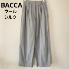 トュモローランドBACCAバッカ ヘアラインタックワイドパンツ 34 グレー　S
