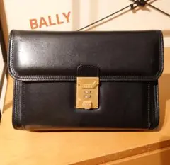 大特価 BALLY 黒レザー クラッチバッグ セカンドバッグ フラップ式