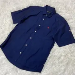 バーバリーブラックレーベル✨赤ホースロゴ入 ネイビーシャツ サイズ2