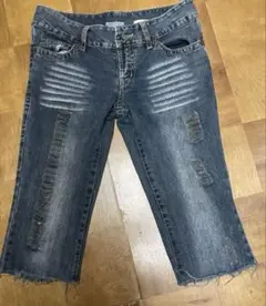 ダメージカットオフデニムパンツ