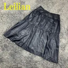 Leilian レリアン ティアードスカート ギャザー ブラック 9 C1624