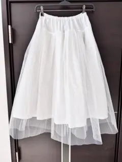フラダンス　パニエ　チュール　ペチコート　ボリューム　コスプレ　２枚重ね　白
