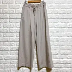 7-IDconcept. 38 ワイドパンツ ベージュ ウエストゴム ドロスト