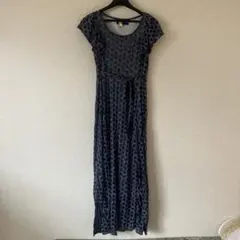 Soffio ネイビー 半袖 ロングワンピース
