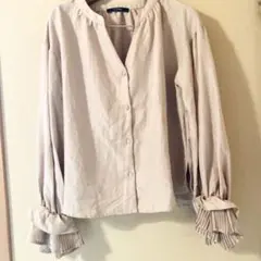 シャツ ブラウス フリルブラウス 茶色 秋服