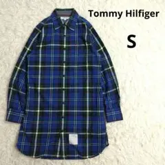 Tommy Hilfiger　シャツワンピース　タータンチェック　刺繍ロゴ　S