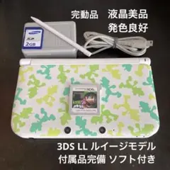 液晶美品 完動品 3DS LL 本体 ルイージモデル 付属品完備 ソフト付き