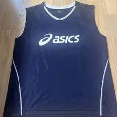 asics ネイビー Vネック タンクトップ