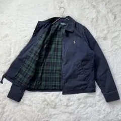 90s ポロラルフローレン ハリントン スイングトップ 金ポニー刺繍 紺 L