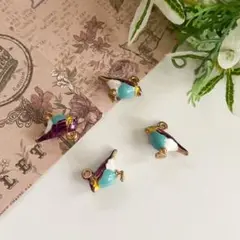 【2112】エナメルチャーム 小鳥 4個 450円