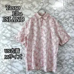 古着 Tasso Elba ISLAND アロハシャツ Mサイズ リネン 半袖