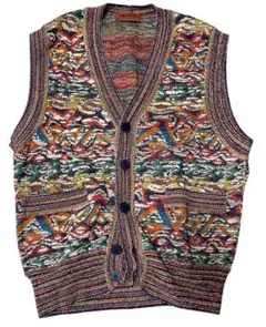 高級 MISSONI イタリア製 総柄ジャガードニットベスト サイズ50 幾何学
