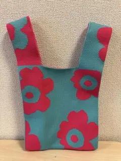 青と赤の花柄エコバッグ・サブバッグ
