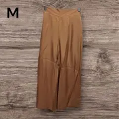 新品 タグ付 UNIQLO ユニクロ シルクブレンド ブラウン ワイドパンツ M