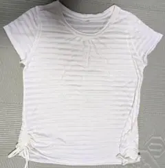 【未使用】TOPVALU　半袖Tシャツ LLサイズ☆アイボリーのストライプ