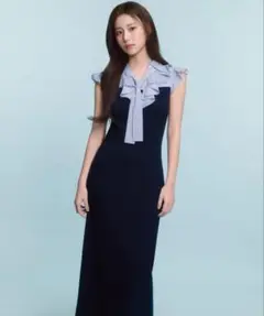 SNIDEL Sustainableフリルカラードッキングワンピース