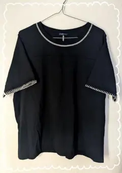 しまむら おかだゆり sweet fleur 配色ステッチTシャツ ブラック3L