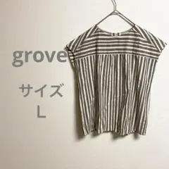 グローブ ワールド ストライプ ノースリーブシャツ グレー カジュアル