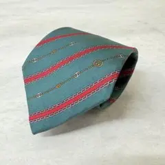 美品 GUCCI グッチ シルク ネクタイ 総柄 グリーン系