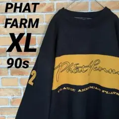 90s y2k PHAT FARM ニットセーター ノースカロライナブルー 刺繍 Vtg 90s Y2k Mens Phat Farm Embroidered Tan Blue Knit Sweater