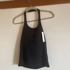 新品　ユニクロ　オープンバックホルターブラトップ　L 黒